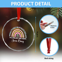 I am a Project That Keeps Jesus Busy Rainbow Cross Crystal Glass Ornament Cute Christian Faith Humor