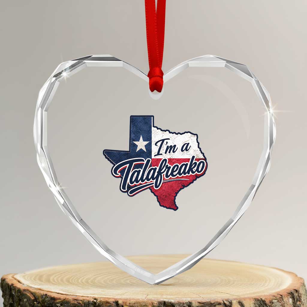 I Am A Talafreako James Talarico Heart Crystal Glass Ornament US Senate Vintage Texas Map
