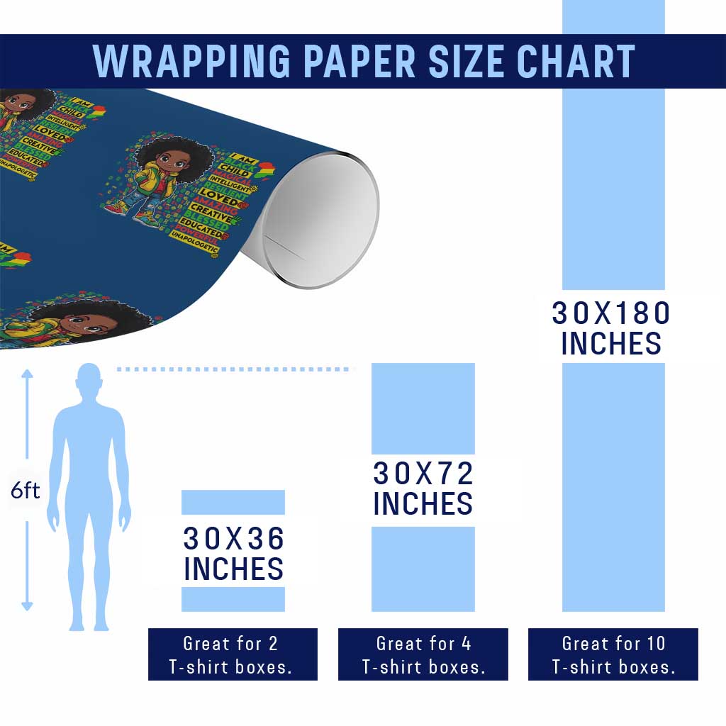 I Am Black Child Wrapping Paper Roll Afro Girl African American Pride Black History Month
