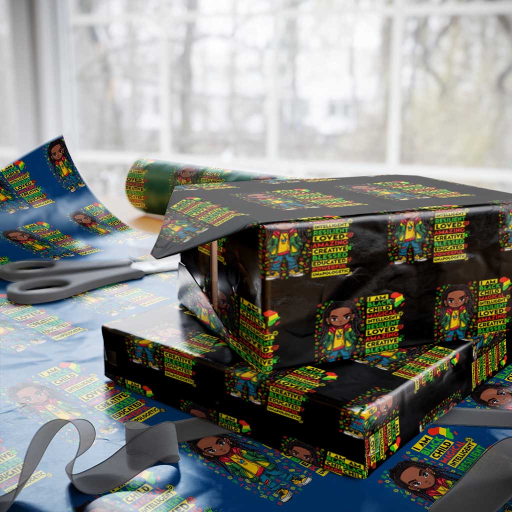 I Am Black Child Wrapping Paper Roll Locd Boy African American Pride Black History Month