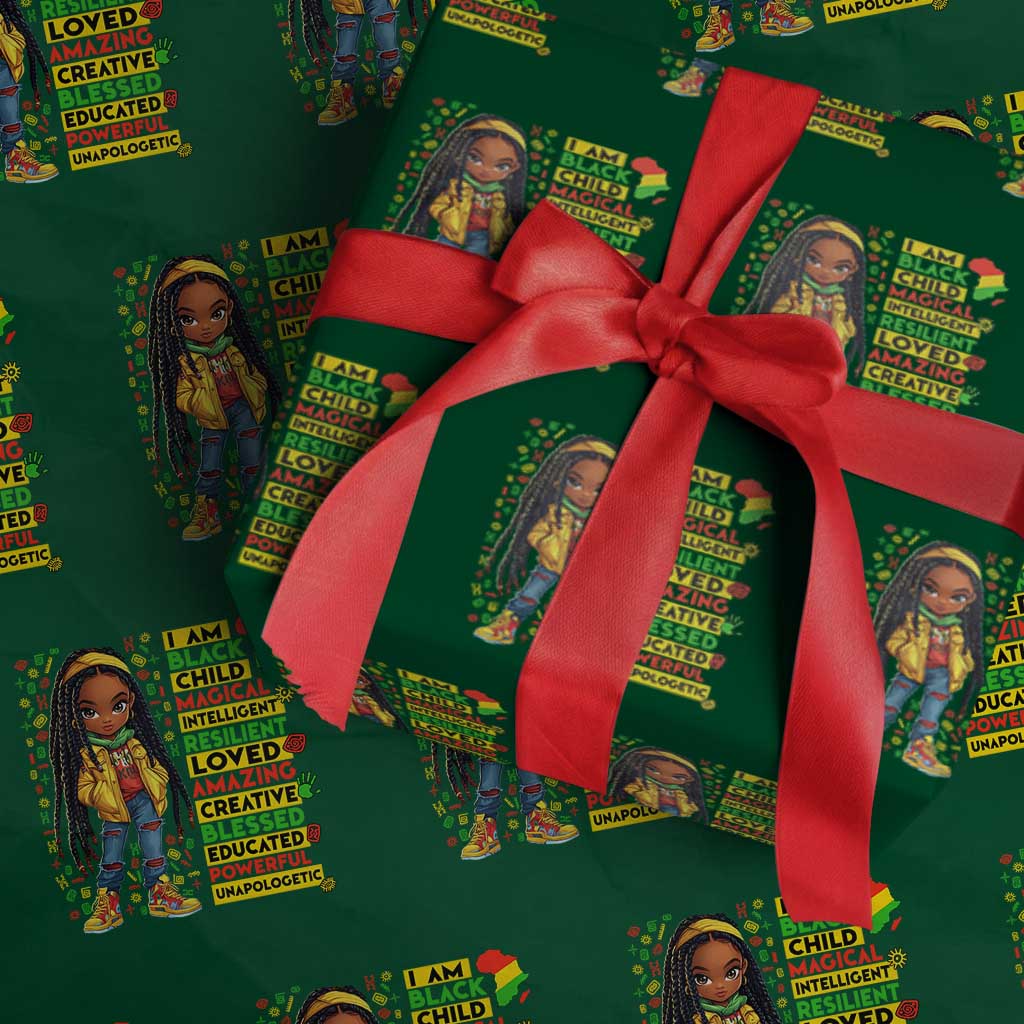 I Am Black Child Wrapping Paper Roll Locd Girl African American Pride Black History Month