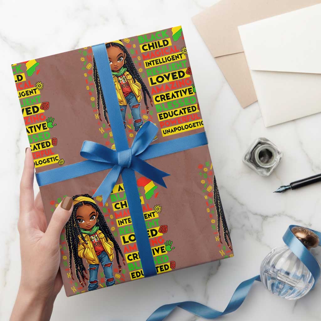 I Am Black Child Wrapping Paper Roll Locd Girl African American Pride Black History Month