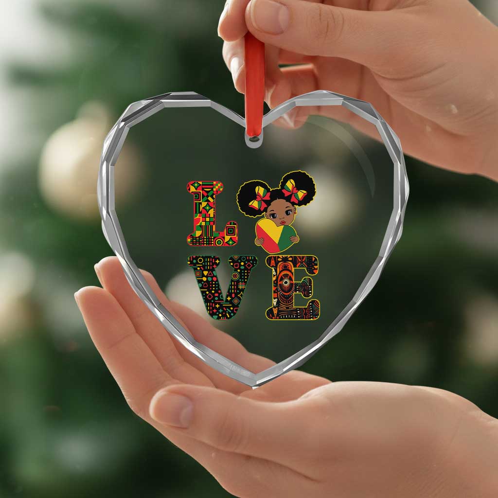 I Am Black Child Heart Crystal Glass Ornament LOVE Black History Month Strong African American Pride - Wonder Print Shop