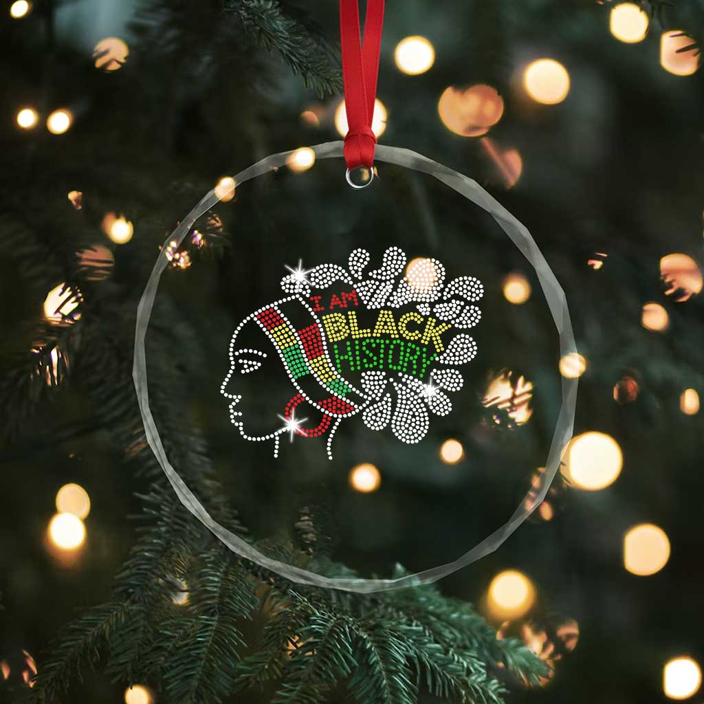 I Am Black History Crystal Glass Ornament Black Girl Sparkling Bling - Wonder Print Shop