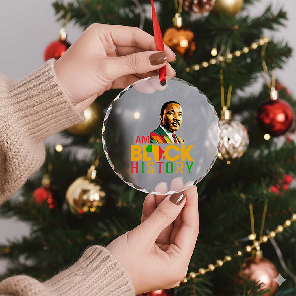 I Am Black History Crystal Glass Ornament Martin Luther Jr King African American Pride - Wonder Print Shop