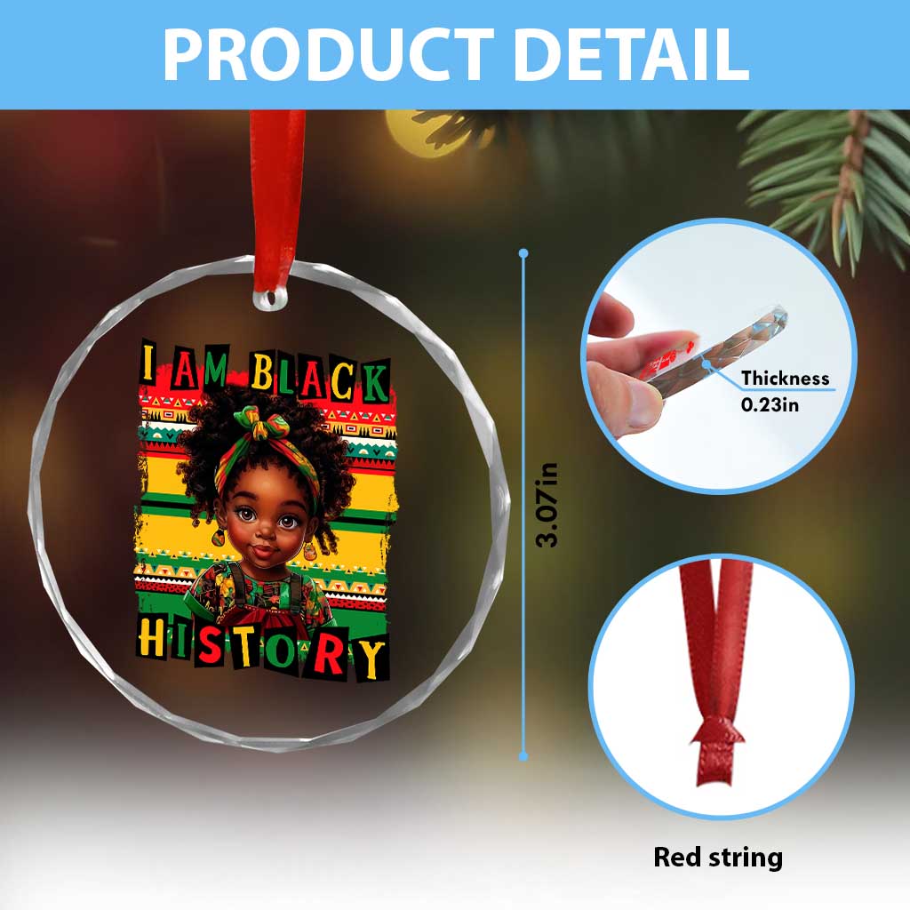 I Am Black History Crystal Glass Ornament Month Black Melanin Kids Girls - Wonder Print Shop