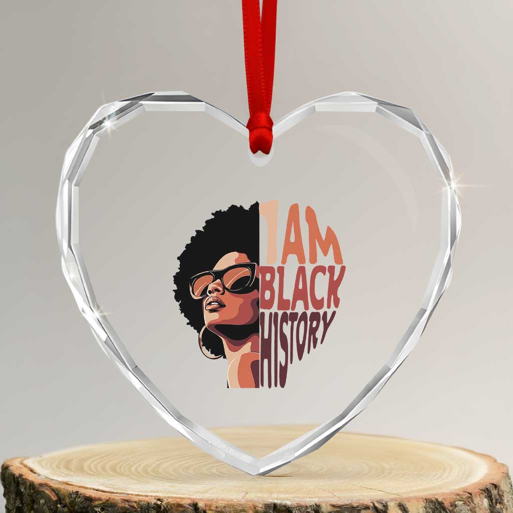 I Am Black History Heart Crystal Glass Ornament African American Pride - Wonder Print Shop