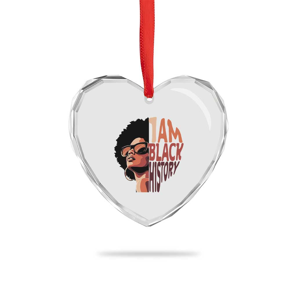 I Am Black History Heart Crystal Glass Ornament African American Pride - Wonder Print Shop