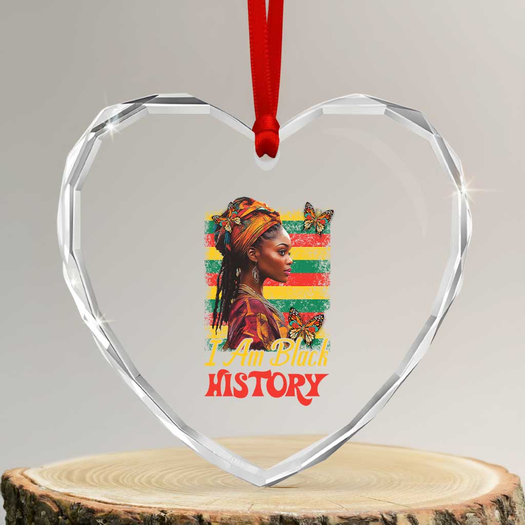 I Am Black History Heart Crystal Glass Ornament African American Pride Woman - Wonder Print Shop