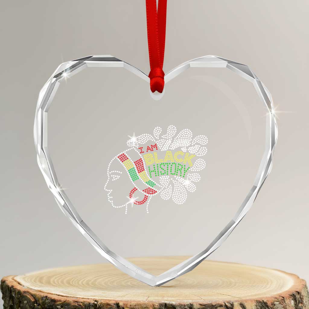 I Am Black History Heart Crystal Glass Ornament Black Girl Sparkling Bling - Wonder Print Shop