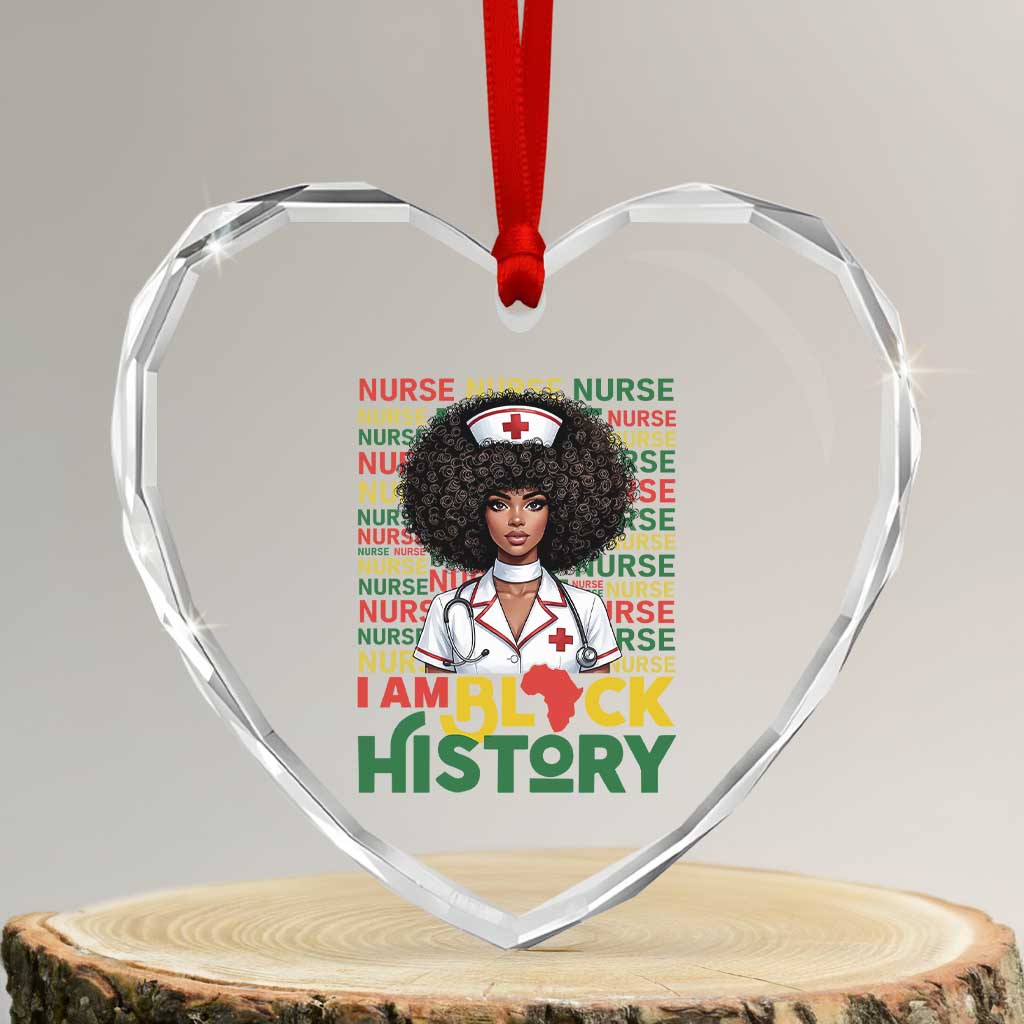 I Am Black History Heart Crystal Glass Ornament Black History Month Nurse Gift - Wonder Print Shop