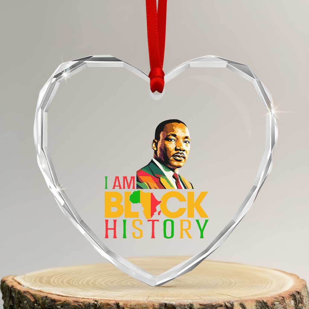 I Am Black History Heart Crystal Glass Ornament Martin Luther Jr King African American Pride - Wonder Print Shop