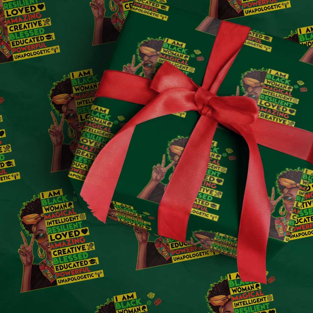I Am Black Man Wrapping Paper Roll Afro African American Pride Black History Month