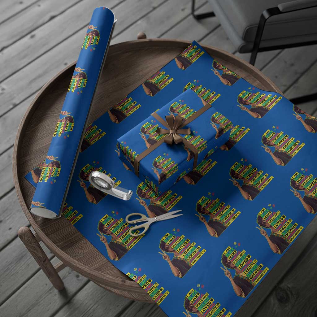 I Am Black Woman Wrapping Paper Roll Afro African American Pride Black History Month