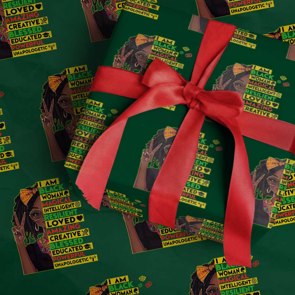 I Am Black Woman Wrapping Paper Roll Locd African American Pride Black History Month