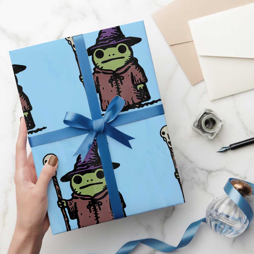 I Am Burnt Out M'lord Wrapping Paper Roll Funny Wizard Frog Meme - Wonder Print Shop