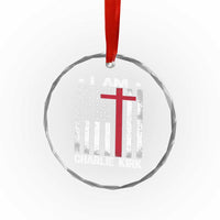 I Am Charlie Kirk Crystal Glass Ornament Christian Cross Faith American Falg TS02