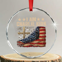 I Am Charlie Kirk Crystal Glass Ornament Freedom Vintage American Flag TS11