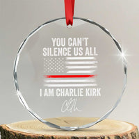 I Am Charlie Kirk Crystal Glass Ornament You Can’t Silence Us All Patriotic American Flag - Wonder Print Shop