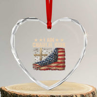 I Am Charlie Kirk Heart Crystal Glass Ornament Freedom Vintage American Flag - Wonder Print Shop
