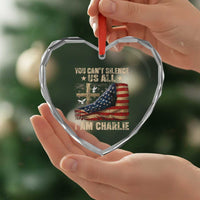 I Am Charlie Kirk Heart Crystal Glass Ornament You Cant Silence Us All Vintage American Flag - Wonder Print Shop