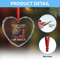 I Am Charlie Kirk Heart Crystal Glass Ornament You Cant Silence Us All Vintage American Flag - Wonder Print Shop