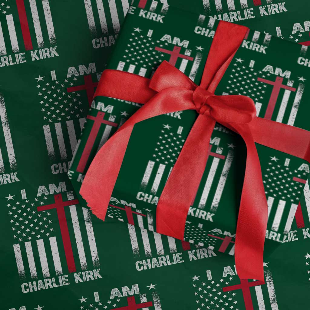I Am Charlie Kirk Wrapping Paper Roll Christian Cross Faith American Falg - Wonder Print Shop