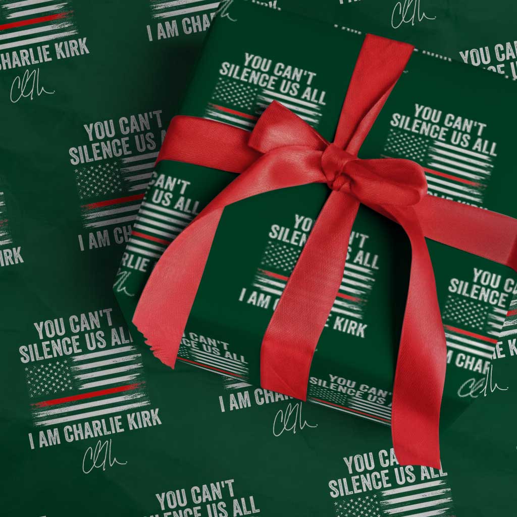 I Am Charlie Kirk Wrapping Paper Roll You Can’t Silence Us All Patriotic American Flag - Wonder Print Shop