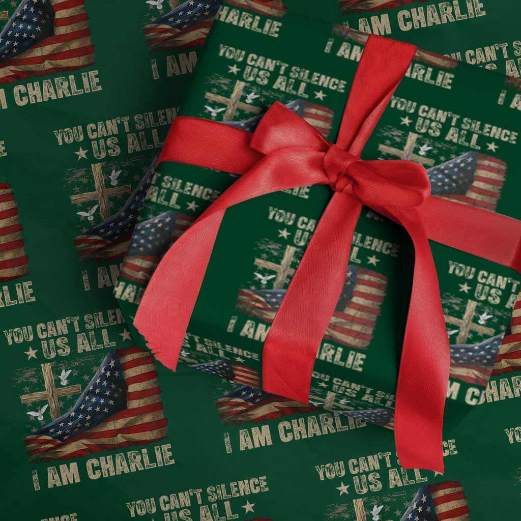I Am Charlie Kirk Wrapping Paper Roll You Cant Silence Us All Vintage American Flag - Wonder Print Shop
