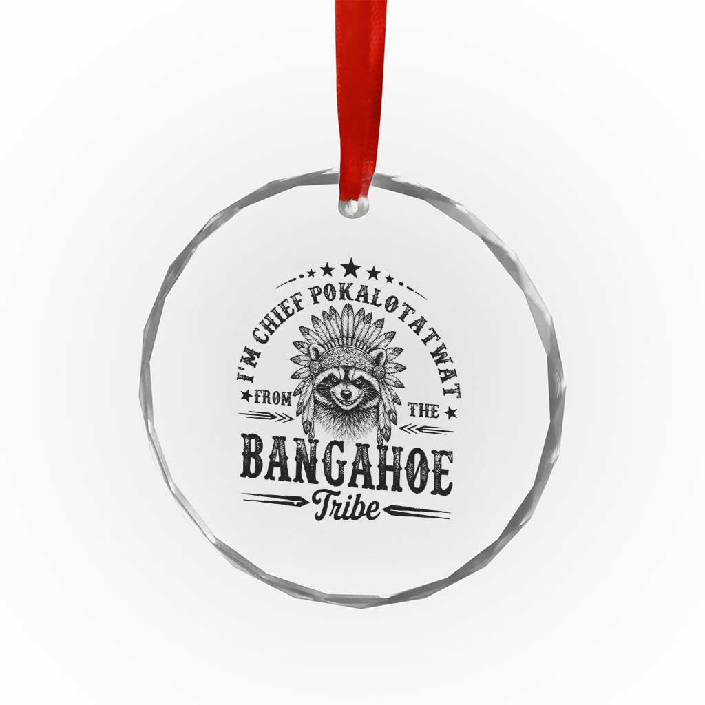 I Am Chief Pokalotatwat From The Bangahoe Tribe Crystal Glass Ornament Funny Native American Racoon