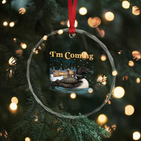 I Am Coming To The Cottage Crystal Glass Ornament Stupid Canadian Wolf Bird