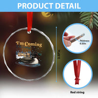 I Am Coming To The Cottage Crystal Glass Ornament Stupid Canadian Wolf Bird