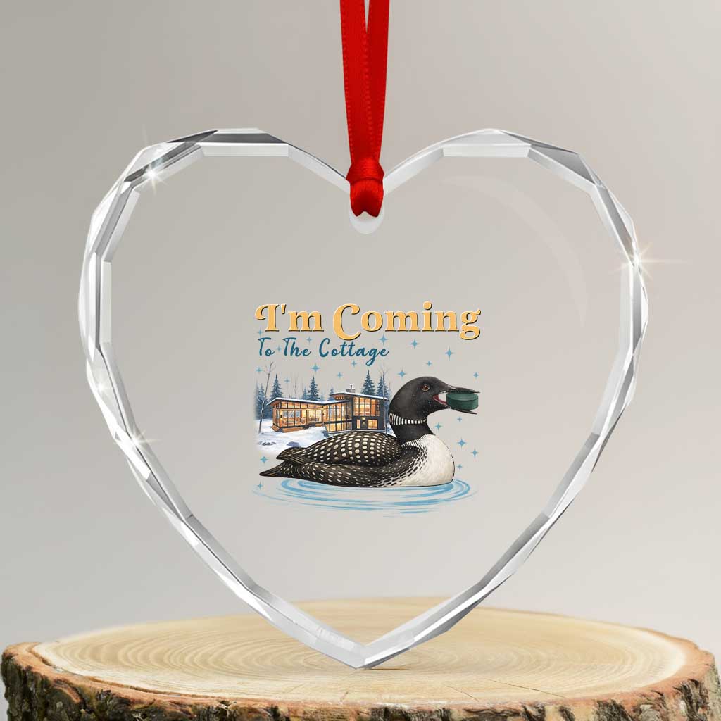 I Am Coming To The Cottage Heart Crystal Glass Ornament Stupid Canadian Wolf Bird