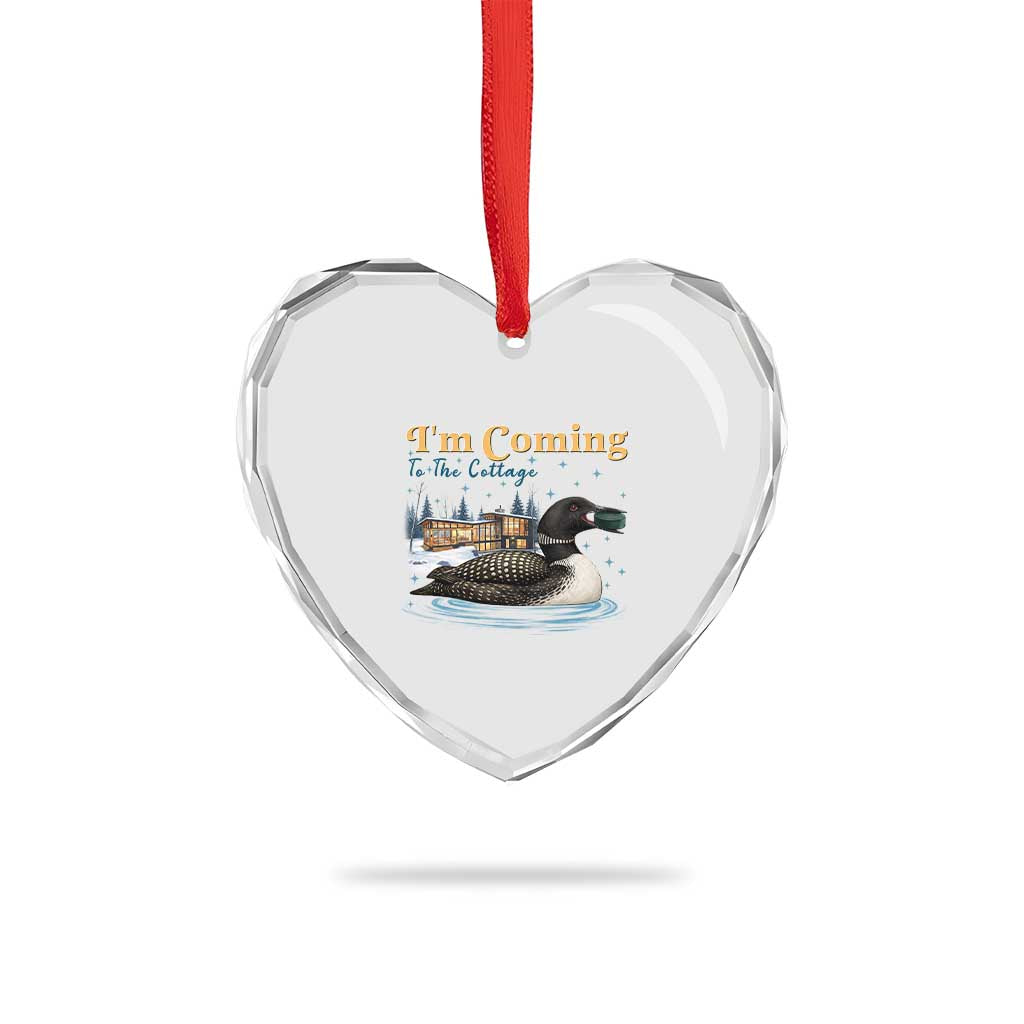 I Am Coming To The Cottage Heart Crystal Glass Ornament Stupid Canadian Wolf Bird