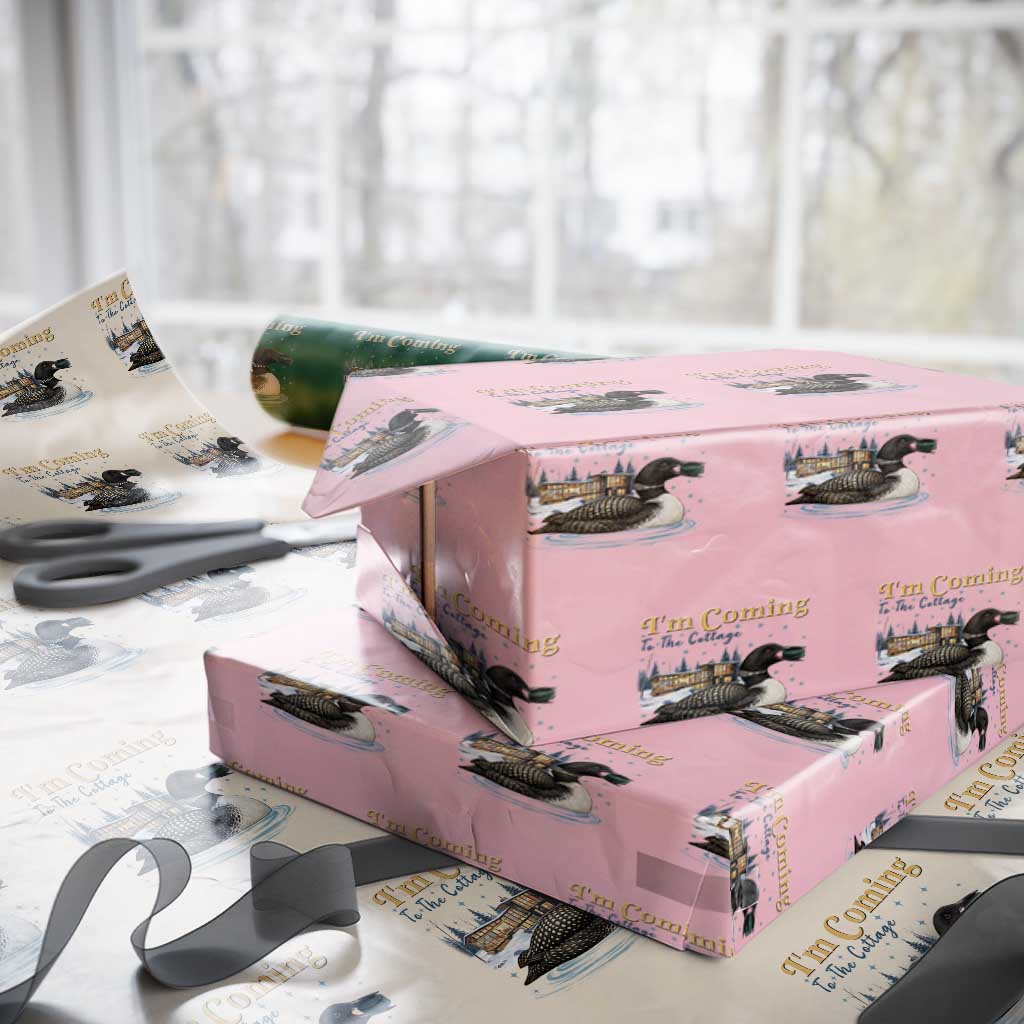 I Am Coming To The Cottage Wrapping Paper Roll Stupid Canadian Wolf Bird