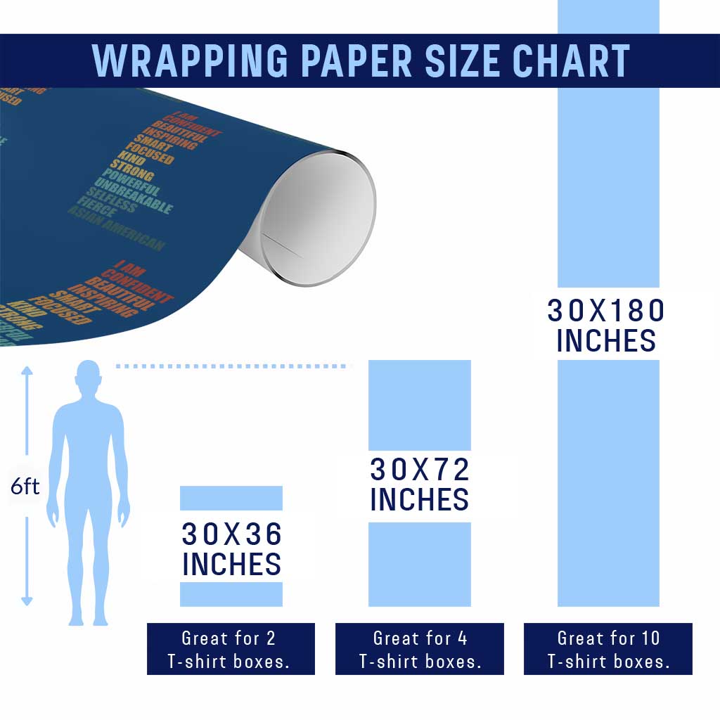 I Am Confident Beautiful Inspiring Asian American Wrapping Paper Roll AAPI Heritage Month
