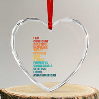 I Am Confident Beautiful Inspiring Asian American Heart Crystal Glass Ornament AAPI Heritage Month