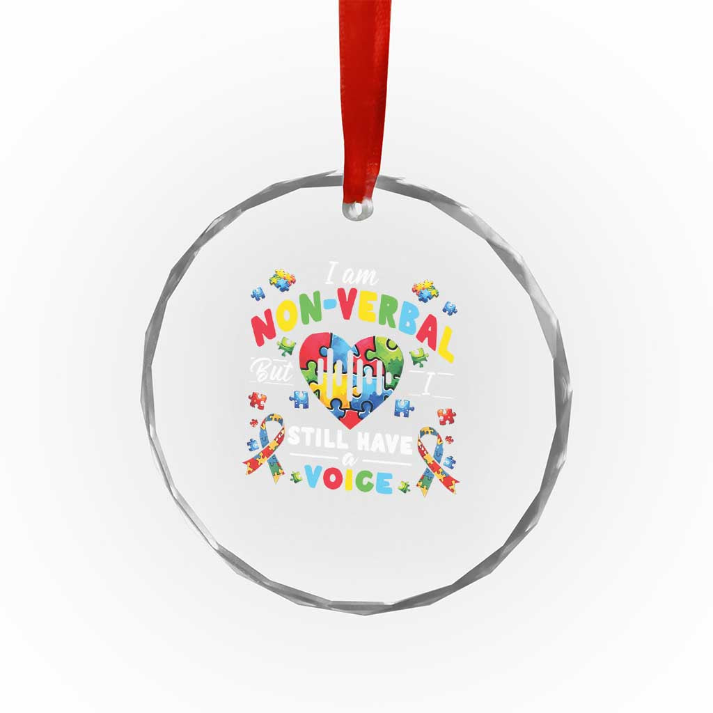 I Am Non Verbal But I Still Have A Voice Autism Awareness Crystal Glass Ornament Heart Puzzle