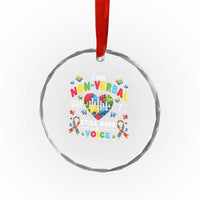 I Am Non Verbal But I Still Have A Voice Autism Awareness Crystal Glass Ornament Heart Puzzle