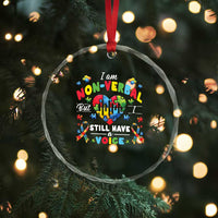 I Am Non Verbal But I Still Have A Voice Autism Awareness Crystal Glass Ornament Heart Puzzle