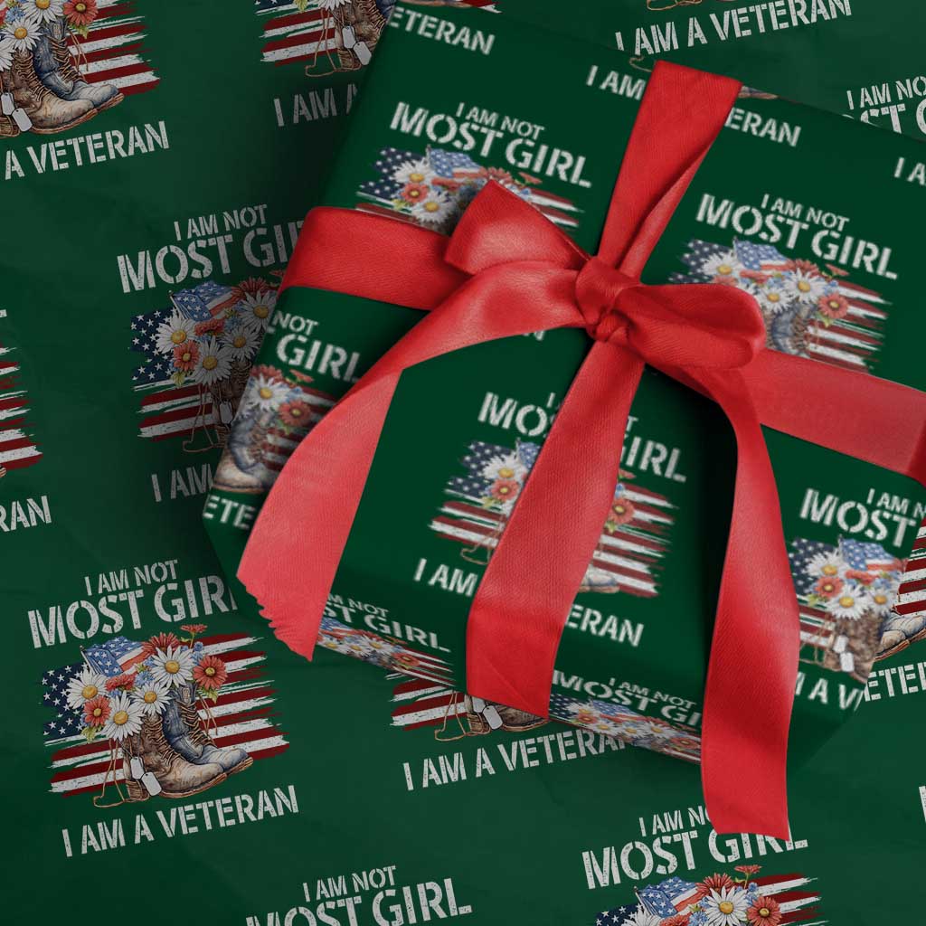 I Am Not Most Girl I Am A Veteran Wrapping Paper Roll Female Veteran Combat Boots - Wonder Print Shop