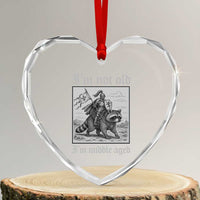 I Am Not Old I Am Middle Aged Heart Crystal Glass Ornament Medieval Knight Riding Raccoon Funny Ren Faire