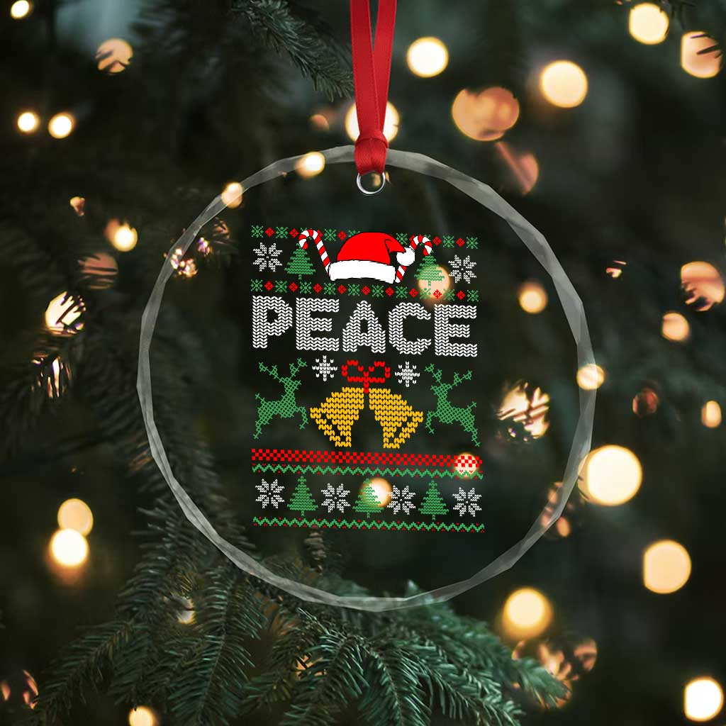 I am Peace Funny Christmas Matching Couple Crystal Glass Ornament Offensive Adult Humor Festive Holiday - Wonder Print Shop