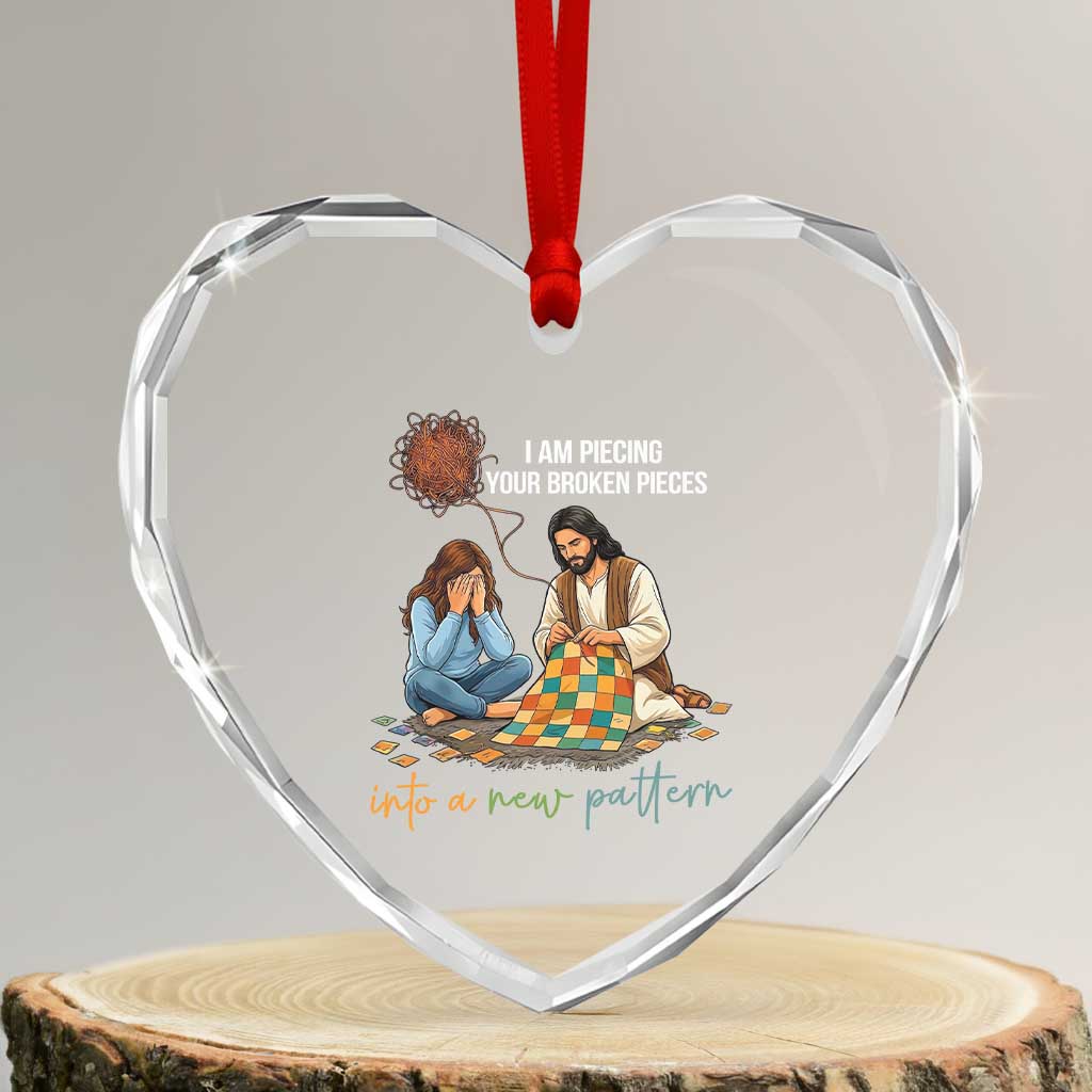 I Am Piecing Your Broken Pieces Christian Healing Heart Crystal Glass Ornament Jesus Comfort Faith Restoration Inspirational Gift