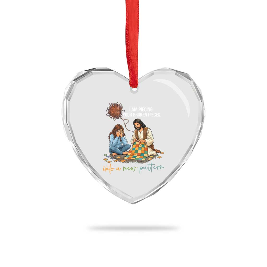 I Am Piecing Your Broken Pieces Christian Healing Heart Crystal Glass Ornament Jesus Comfort Faith Restoration Inspirational Gift