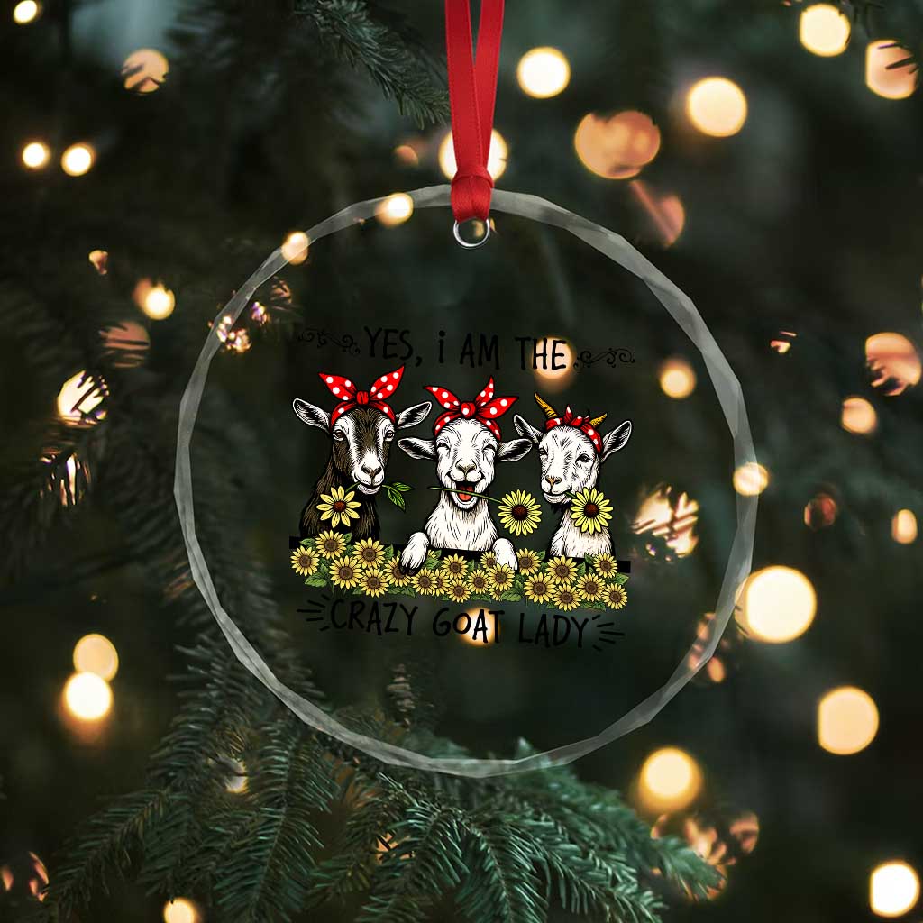 I Am The Crazy Goat Lady Crystal Glass Ornament Goat Lady Gift - Wonder Print Shop