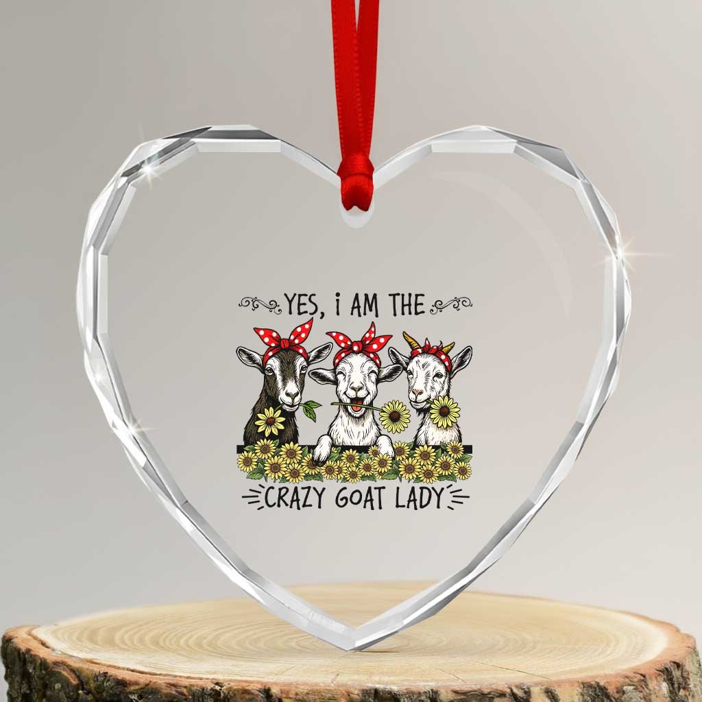 I Am The Crazy Goat Lady Heart Crystal Glass Ornament Goat Lady Gift - Wonder Print Shop