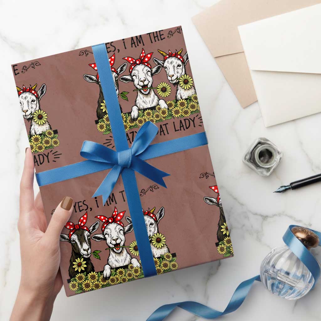 I Am The Crazy Goat Lady Wrapping Paper Roll Goat Lady Gift - Wonder Print Shop