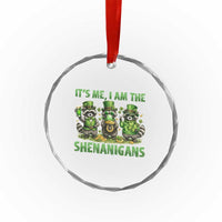 I Am The Shenanigans Crystal Glass Ornament Funny Irish Raccoon St Patricks Day