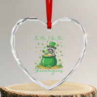 I Am The Shenanigans Heart Crystal Glass Ornament Funny Irish Raccoon